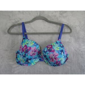Victoria’s Secret 36D Biofit Demi Uplift Floral Push Up Bra Blue Pink Green